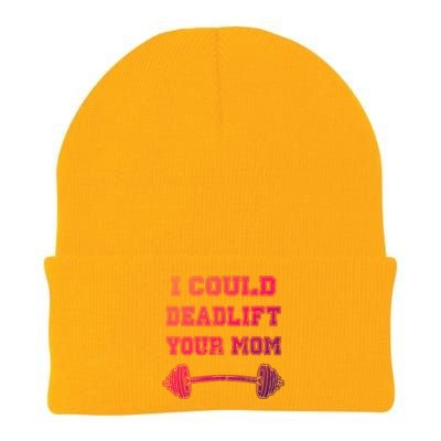 I Could Deadlift Your Mom Weightlifting Gift Funny Gift Knit Cap Winter Beanie