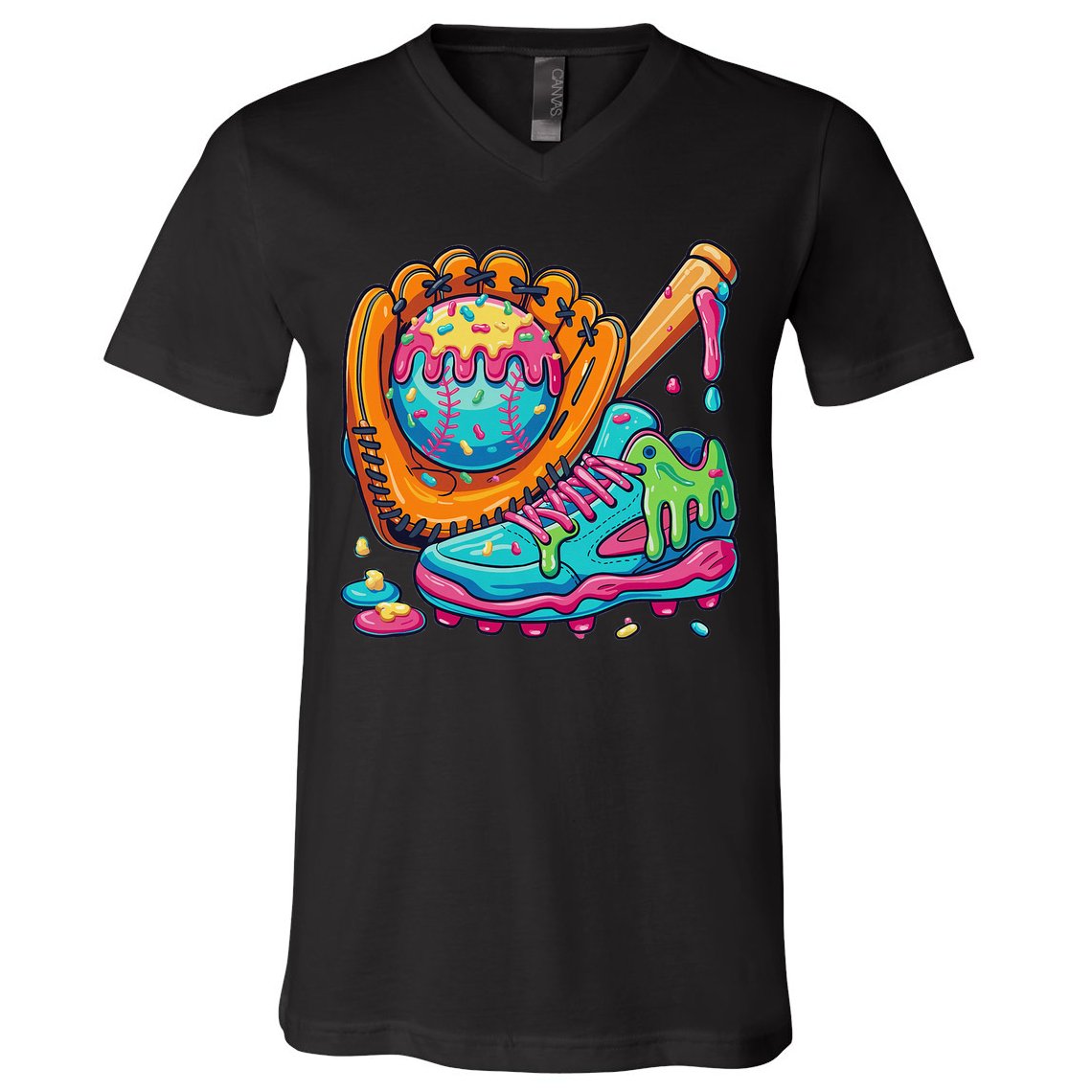 Ice Cream Drip Baseball Stuff Baseball Drip For V-Neck T-Shirt