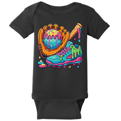 Ice Cream Drip Baseball Stuff Baseball Drip For Baby Bodysuit