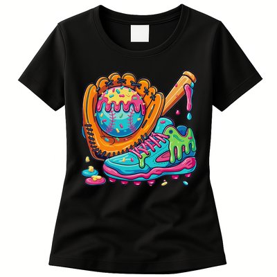 Ice Cream Drip Baseball Stuff Baseball Drip For Womens T-Shirt