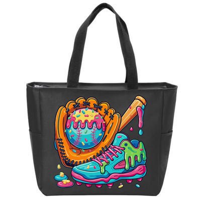 Ice Cream Drip Baseball Stuff Baseball Drip For Zip Tote Bag