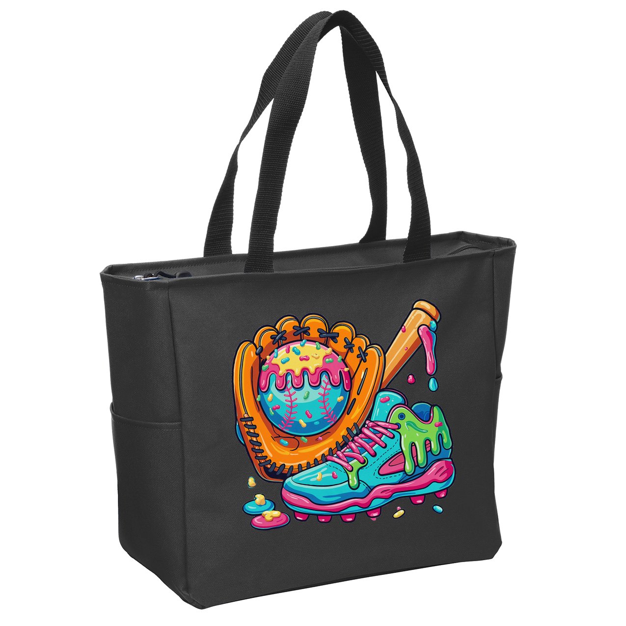 Ice Cream Drip Baseball Stuff Baseball Drip For Zip Tote Bag