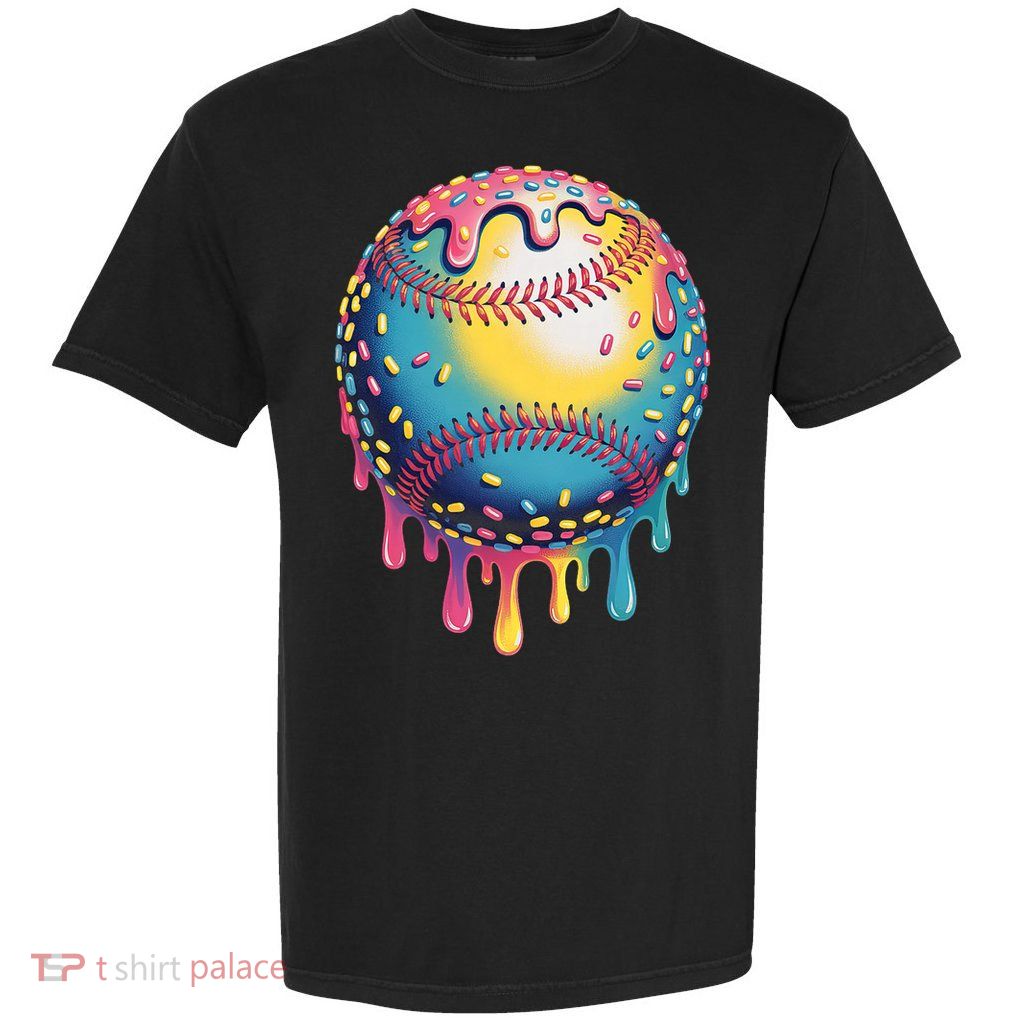 Ice Cream Drip Baseball Stuff Baseball Drip  Garment-Dyed Heavyweight T-Shirt