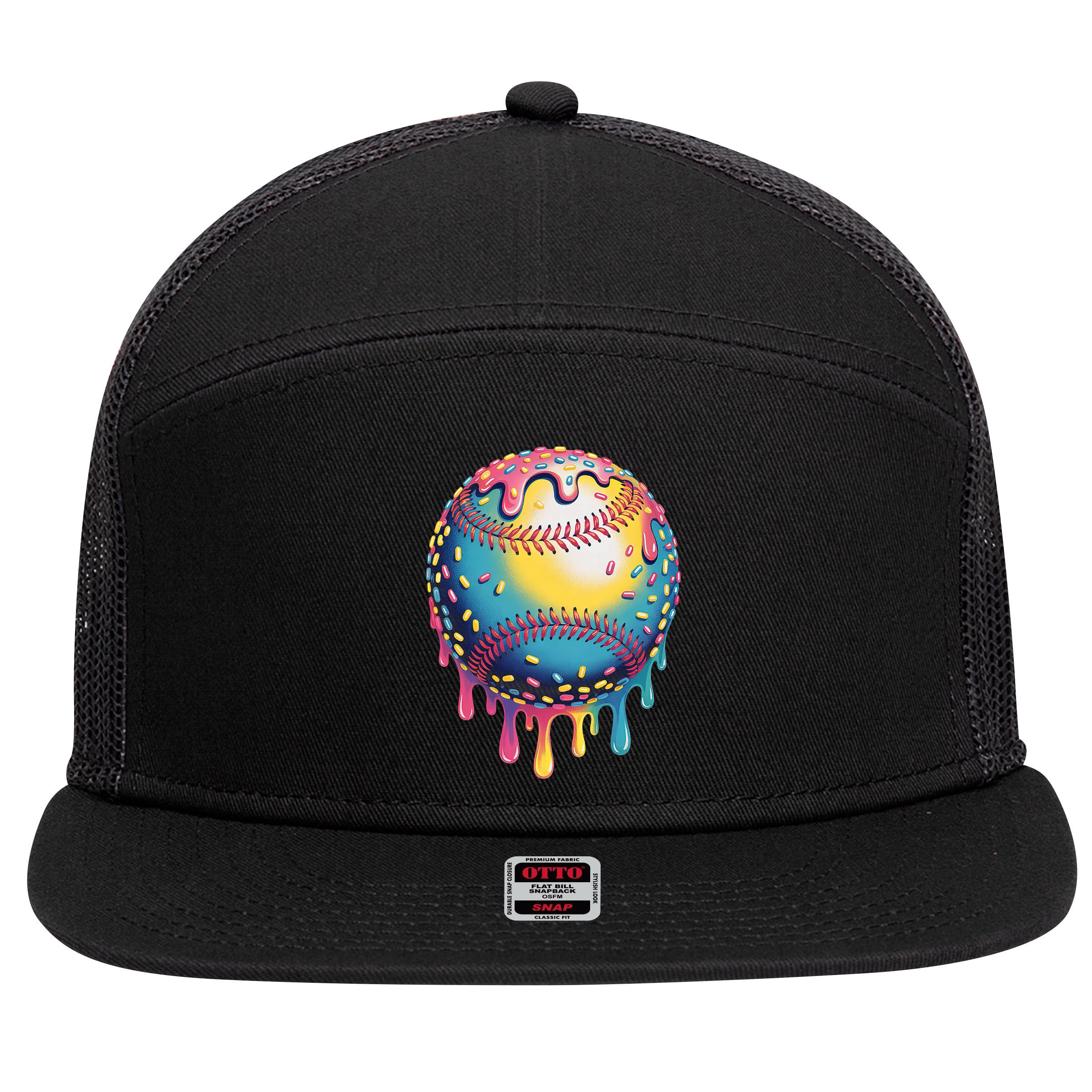 Ice Cream Drip Baseball Stuff Baseball Drip  7 Panel Mesh Trucker Snapback Hat