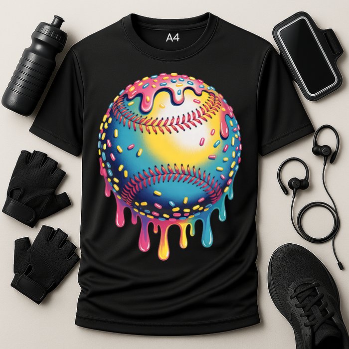 Ice Cream Drip Baseball Stuff Baseball Drip  Cooling Performance Crew T-Shirt
