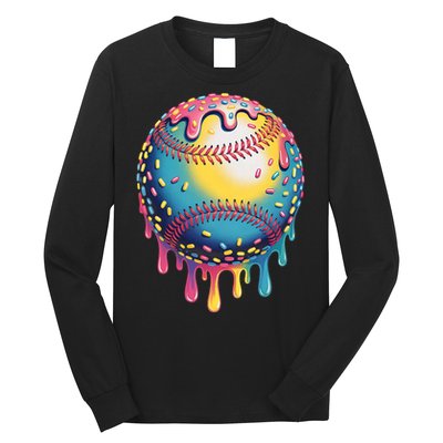 Ice Cream Drip Baseball Stuff Baseball Drip  Long Sleeve Shirt