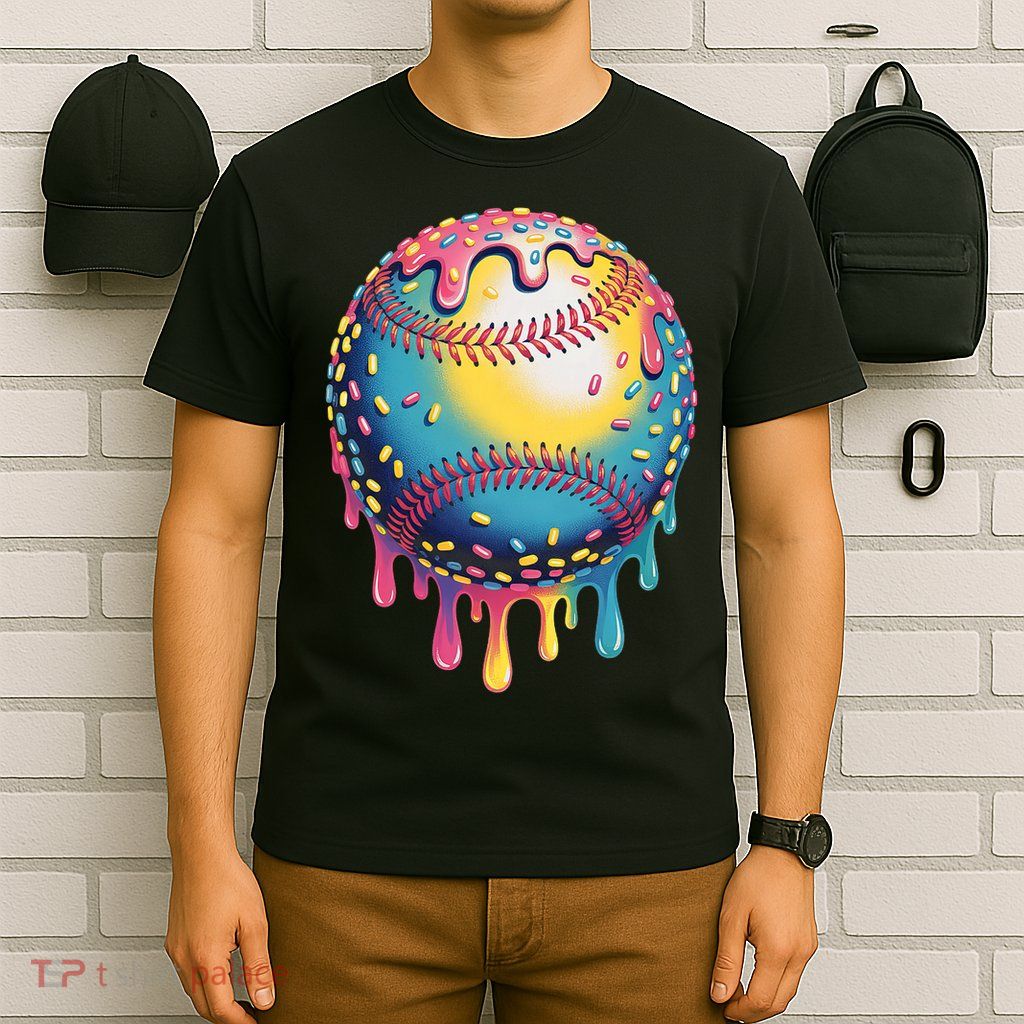 Ice Cream Drip Baseball Stuff Baseball Drip  T-Shirt