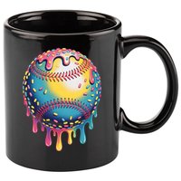 Ice Cream Drip Baseball Stuff Baseball Drip  11oz C Handle Ceramic Mug