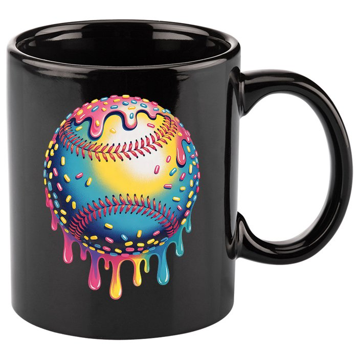 Ice Cream Drip Baseball Stuff Baseball Drip  11oz C Handle Ceramic Mug