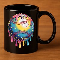 Ice Cream Drip Baseball Stuff Baseball Drip  11oz C Handle Ceramic Mug