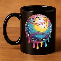 Ice Cream Drip Baseball Stuff Baseball Drip  11oz C Handle Ceramic Mug
