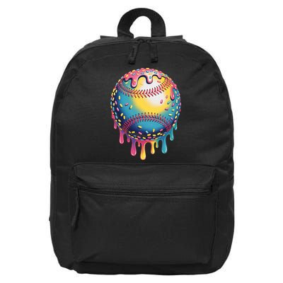 Ice Cream Drip Baseball Stuff Baseball Drip  16 in Basic Backpack