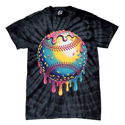 Ice Cream Drip Baseball Stuff Baseball Drip  Tie-Dye T-Shirt