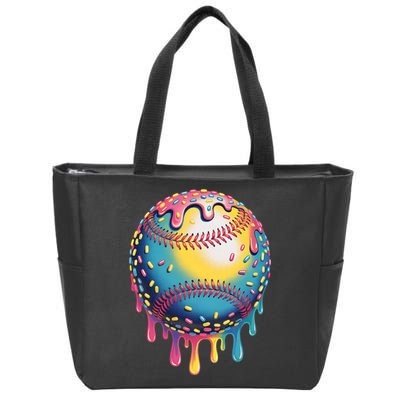 Ice Cream Drip Baseball Stuff Baseball Drip  Zip Tote Bag