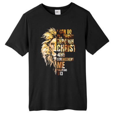 I Can Do All Things Through Christ Lion Faith Tall Fusion ChromaSoft Performance T-Shirt