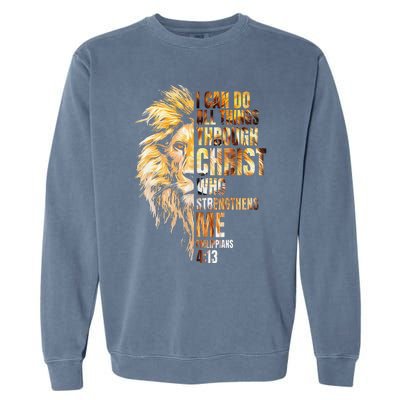 I Can Do All Things Through Christ Lion Faith Garment-Dyed Sweatshirt