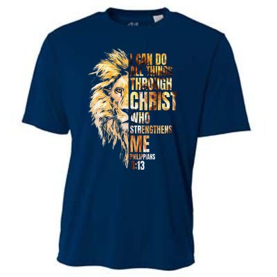 I Can Do All Things Through Christ Lion Faith Cooling Performance Crew T-Shirt