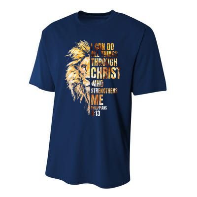 I Can Do All Things Through Christ Lion Faith Performance Sprint T-Shirt