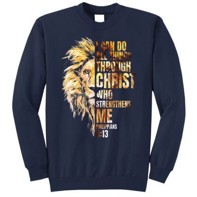 I Can Do All Things Through Christ Lion Faith Tall Sweatshirt