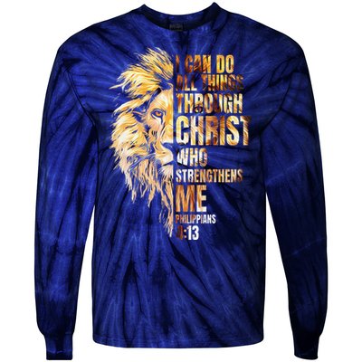 I Can Do All Things Through Christ Lion Faith Tie-Dye Long Sleeve Shirt