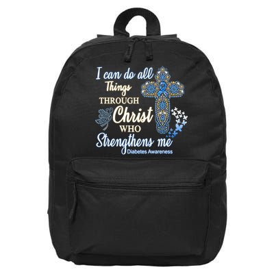 I Can Do All Things Through Christ Who Strengthens Me Diabetes Awareness 16 in Basic Backpack