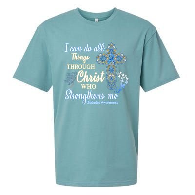 I Can Do All Things Through Christ Who Strengthens Me Diabetes Awareness Sueded Cloud Jersey T-Shirt