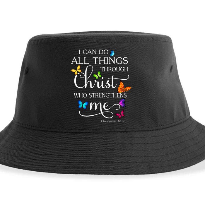 I Can Do All Things Through Christ Butterfly Sustainable Bucket Hat