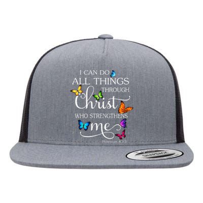 I Can Do All Things Through Christ Butterfly Flat Bill Trucker Hat