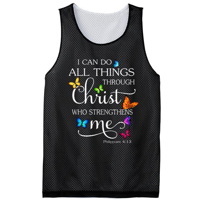 I Can Do All Things Through Christ Butterfly Mesh Reversible Basketball Jersey Tank