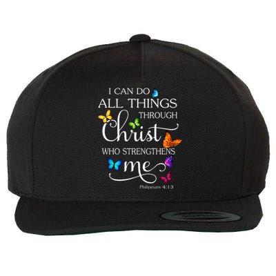 I Can Do All Things Through Christ Butterfly Wool Snapback Cap