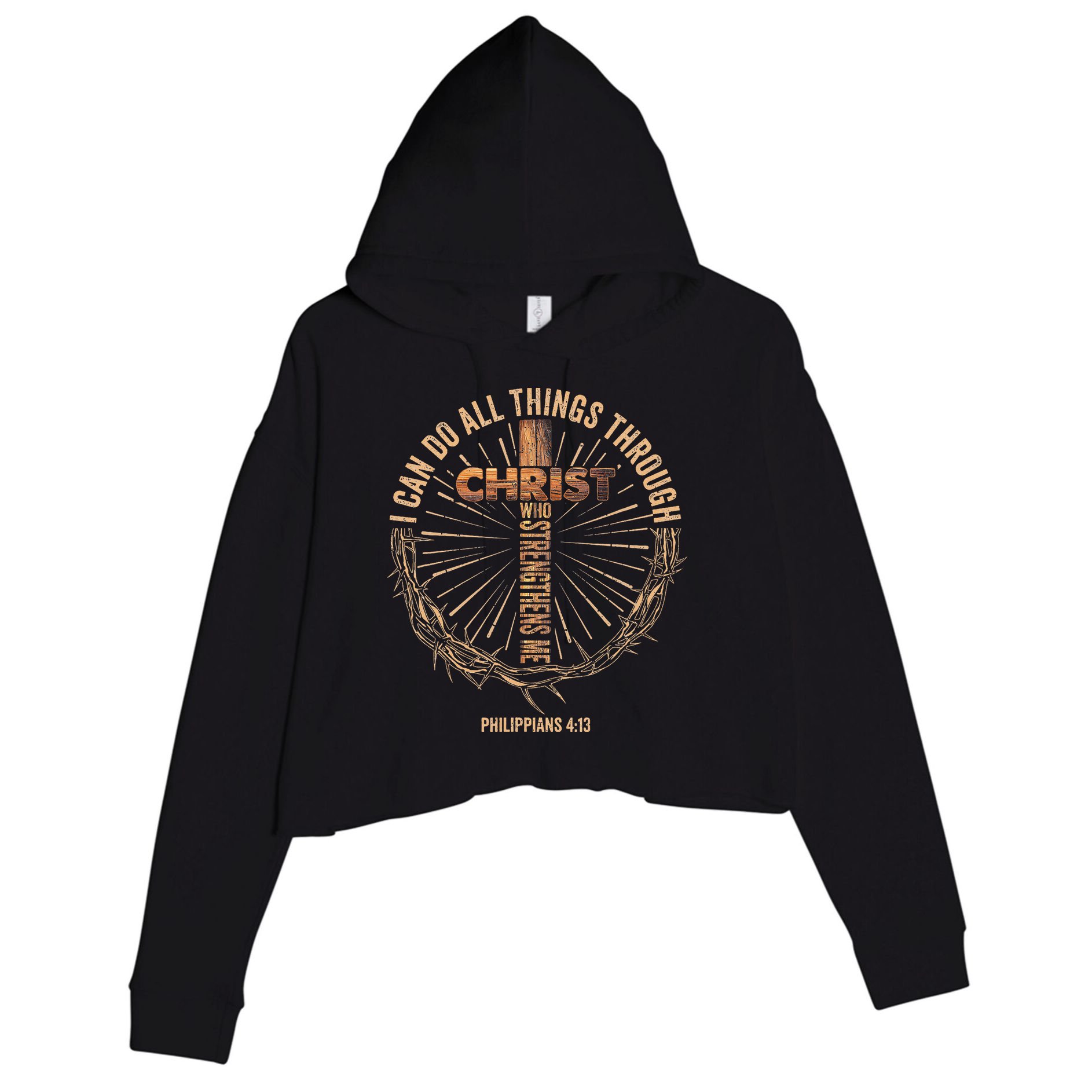 I Can Do All Things Through Christ Jesus Christian Crop Fleece Hoodie