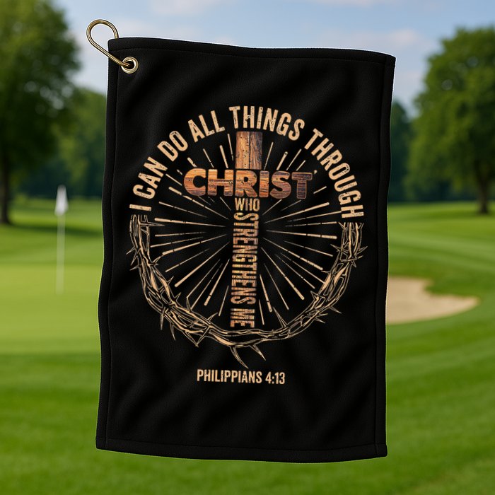 I Can Do All Things Through Christ Jesus Christian Golf Towel