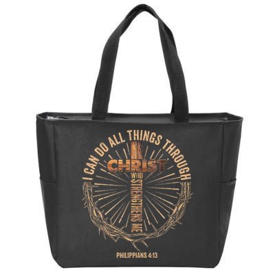 I Can Do All Things Through Christ Jesus Christian Zip Tote Bag