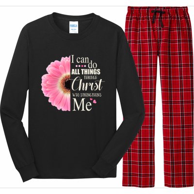 I Can Do All Things Through Christ Who Strengthens Me Bible Cute Gift Long Sleeve Pajama Set