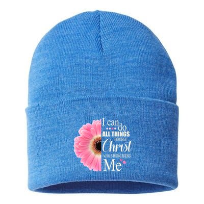 I Can Do All Things Through Christ Who Strengthens Me Bible Cute Gift Sustainable Knit Beanie
