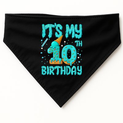 Ice Cream Drip 10th Birthday 10 Years Old Birthday USA-Made Doggie Bandana