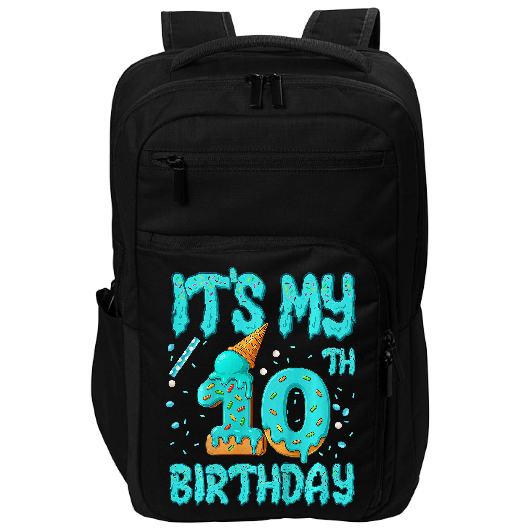 Ice Cream Drip 10th Birthday 10 Years Old Birthday Impact Tech Backpack