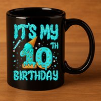 Ice Cream Drip 10th Birthday 10 Years Old Birthday 11oz C Handle Ceramic Mug