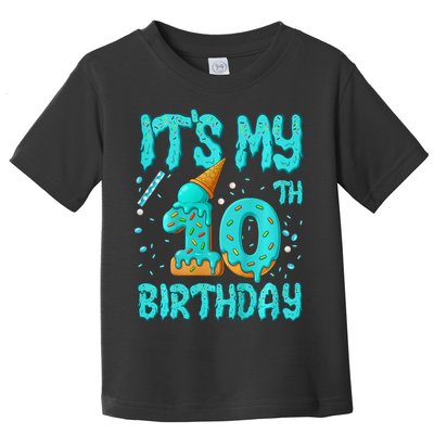 Ice Cream Drip 10th Birthday 10 Years Old Birthday Toddler T-Shirt