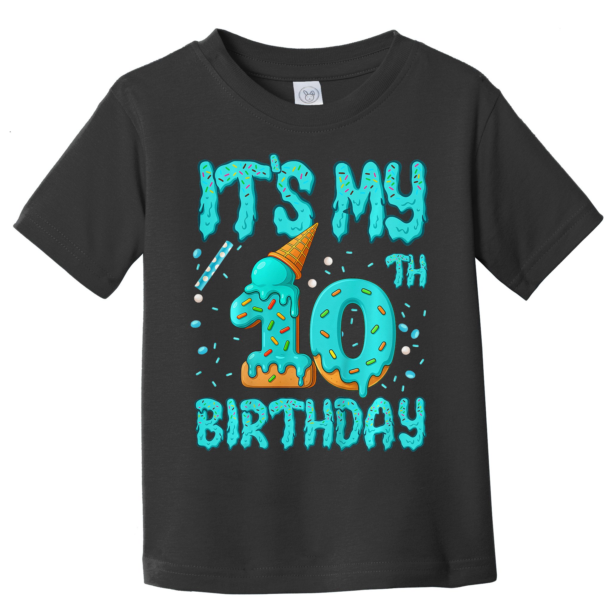 Ice Cream Drip 10th Birthday 10 Years Old Birthday Toddler T-Shirt