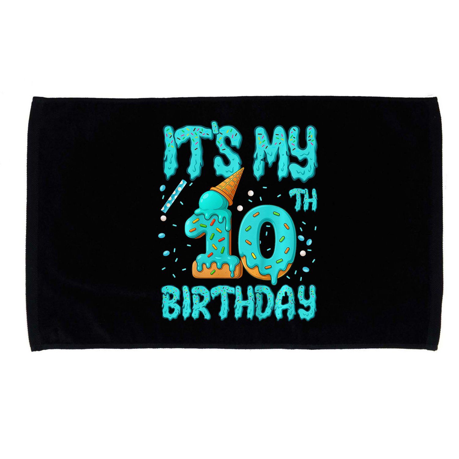Ice Cream Drip 10th Birthday 10 Years Old Birthday Microfiber Hand Towel