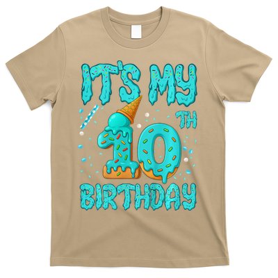 Ice Cream Drip 10th Birthday 10 Years Old Birthday T-Shirt