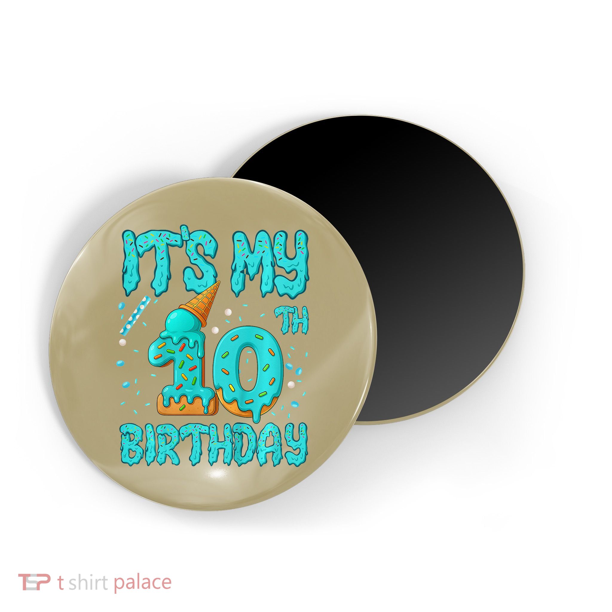 Ice Cream Drip 10th Birthday 10 Years Old Birthday Magnet