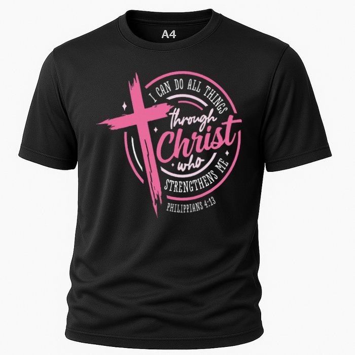 I Can Do All Things Through Christ Breast Cancer Awareness Cooling Performance Crew T-Shirt
