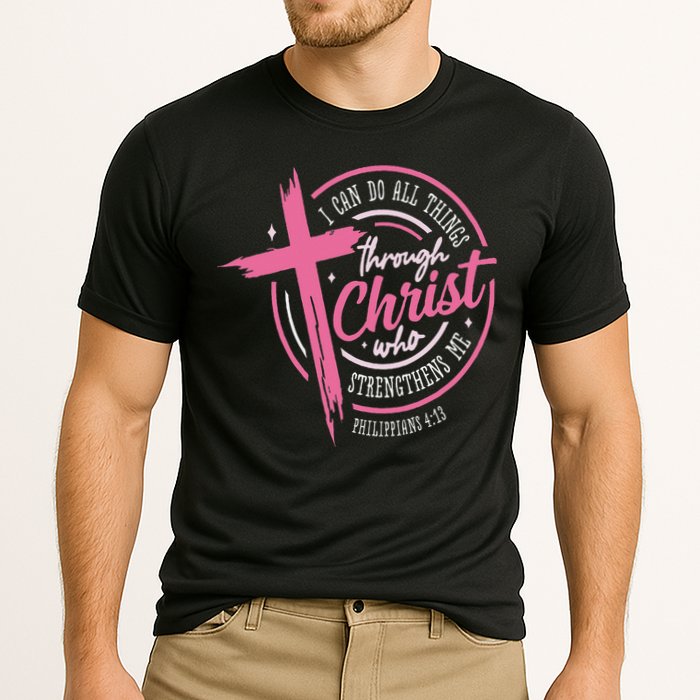 I Can Do All Things Through Christ Breast Cancer Awareness Cooling Performance Crew T-Shirt