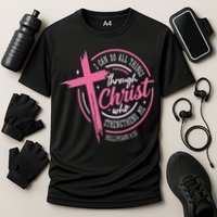 I Can Do All Things Through Christ Breast Cancer Awareness Cooling Performance Crew T-Shirt