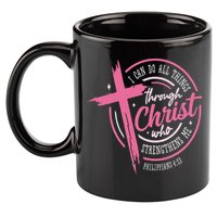 I Can Do All Things Through Christ Breast Cancer Awareness 11oz C Handle Ceramic Mug