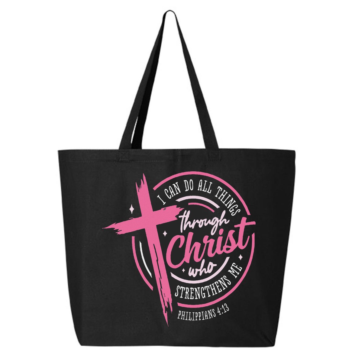 I Can Do All Things Through Christ Breast Cancer Awareness 25L Jumbo Tote