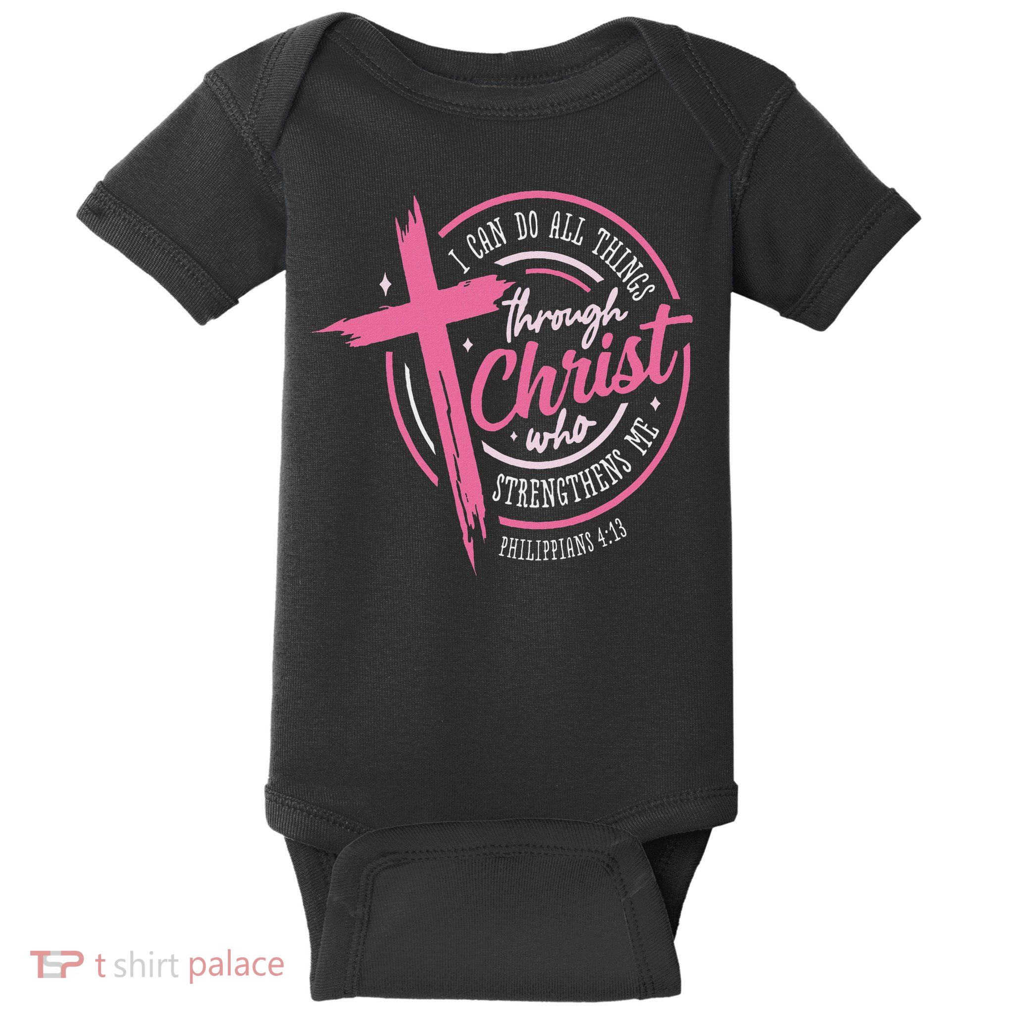 I Can Do All Things Through Christ Breast Cancer Awareness Baby Bodysuit