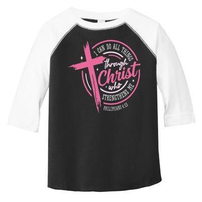 I Can Do All Things Through Christ Breast Cancer Awareness Toddler Fine Jersey T-Shirt